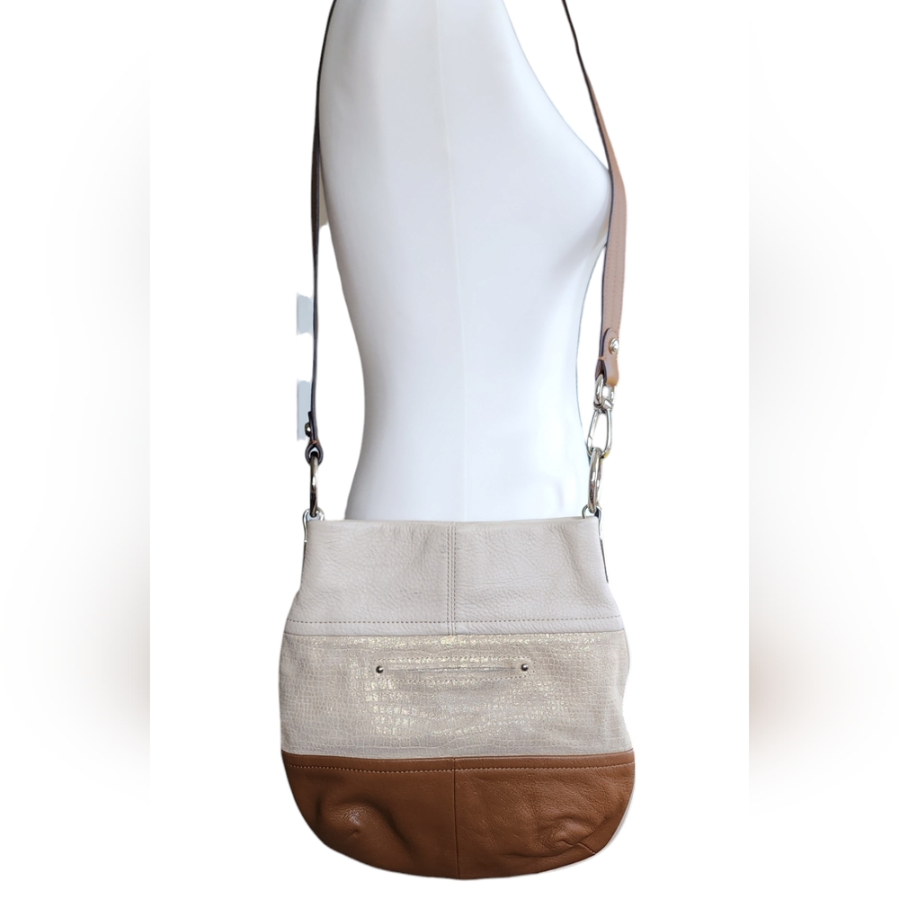 B.Makowsky Purse: Ivory Brown Juliet Crossbody Bag - Picture 2 of 12